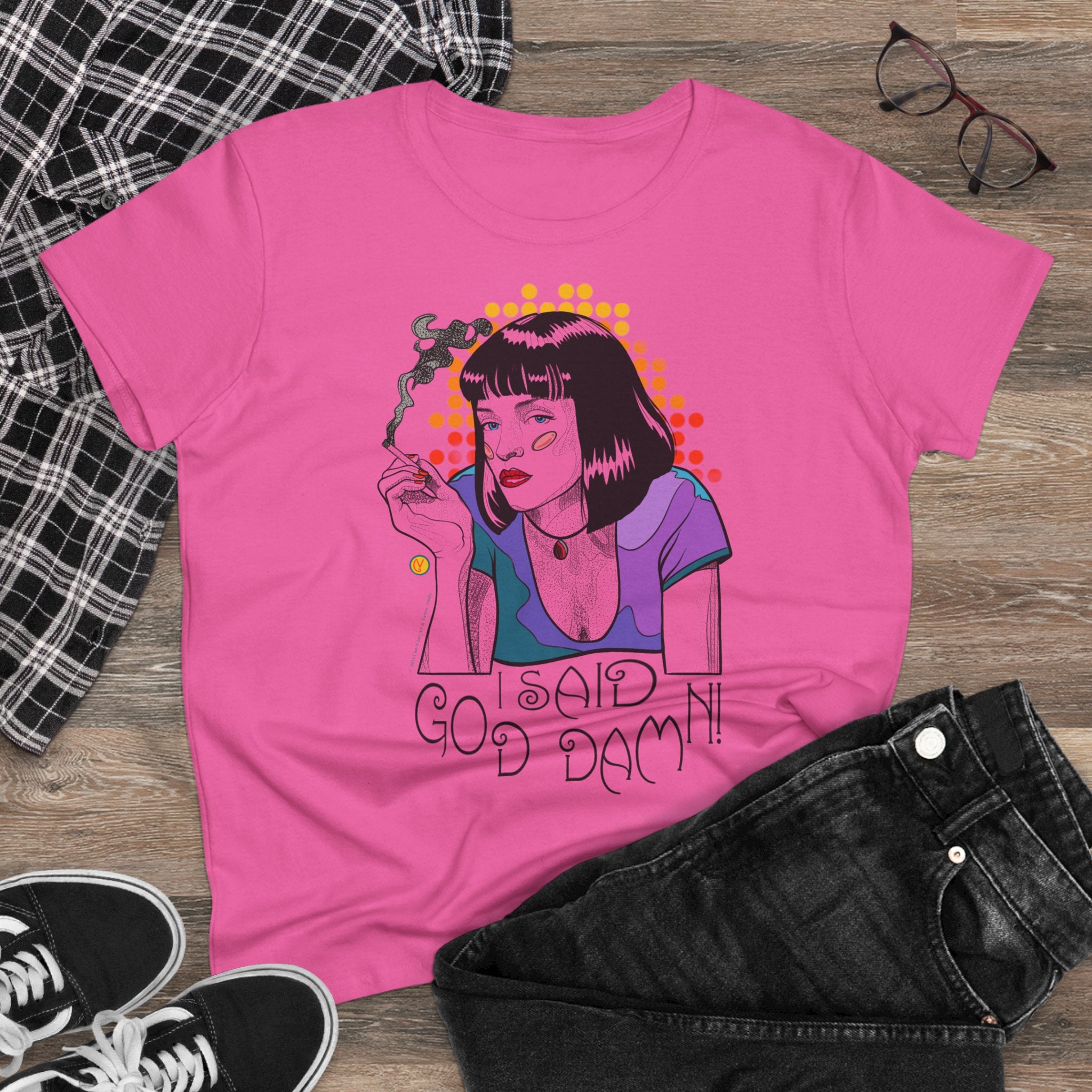 Women's Tee Pulp Fiction Uma Thurman Tarantino Movie Shirt