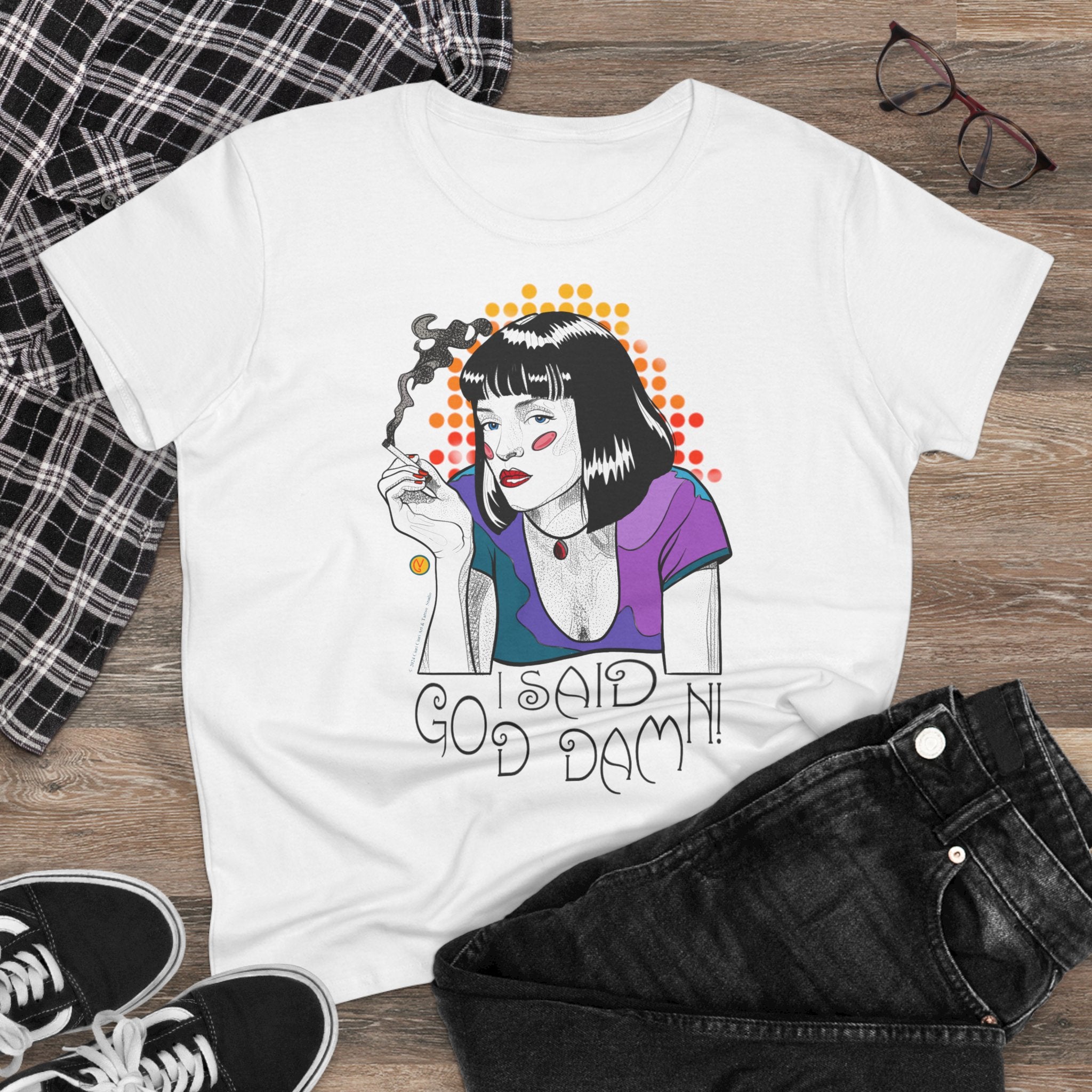 Women's Tee Pulp Fiction Uma Thurman Tarantino Movie Shirt