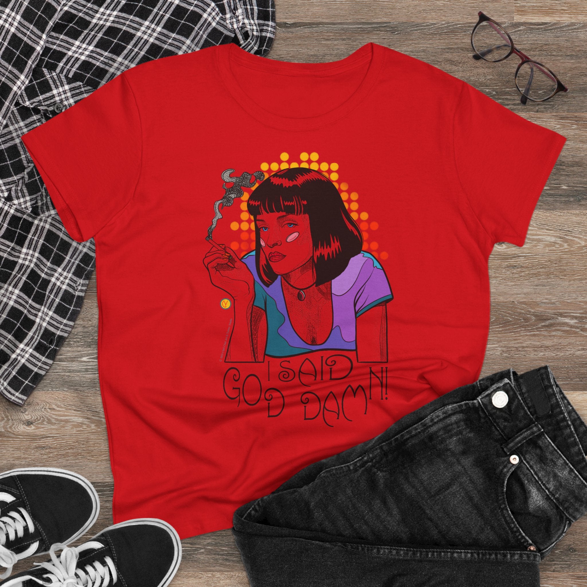 Women's Tee Pulp Fiction Uma Thurman Tarantino Movie Shirt