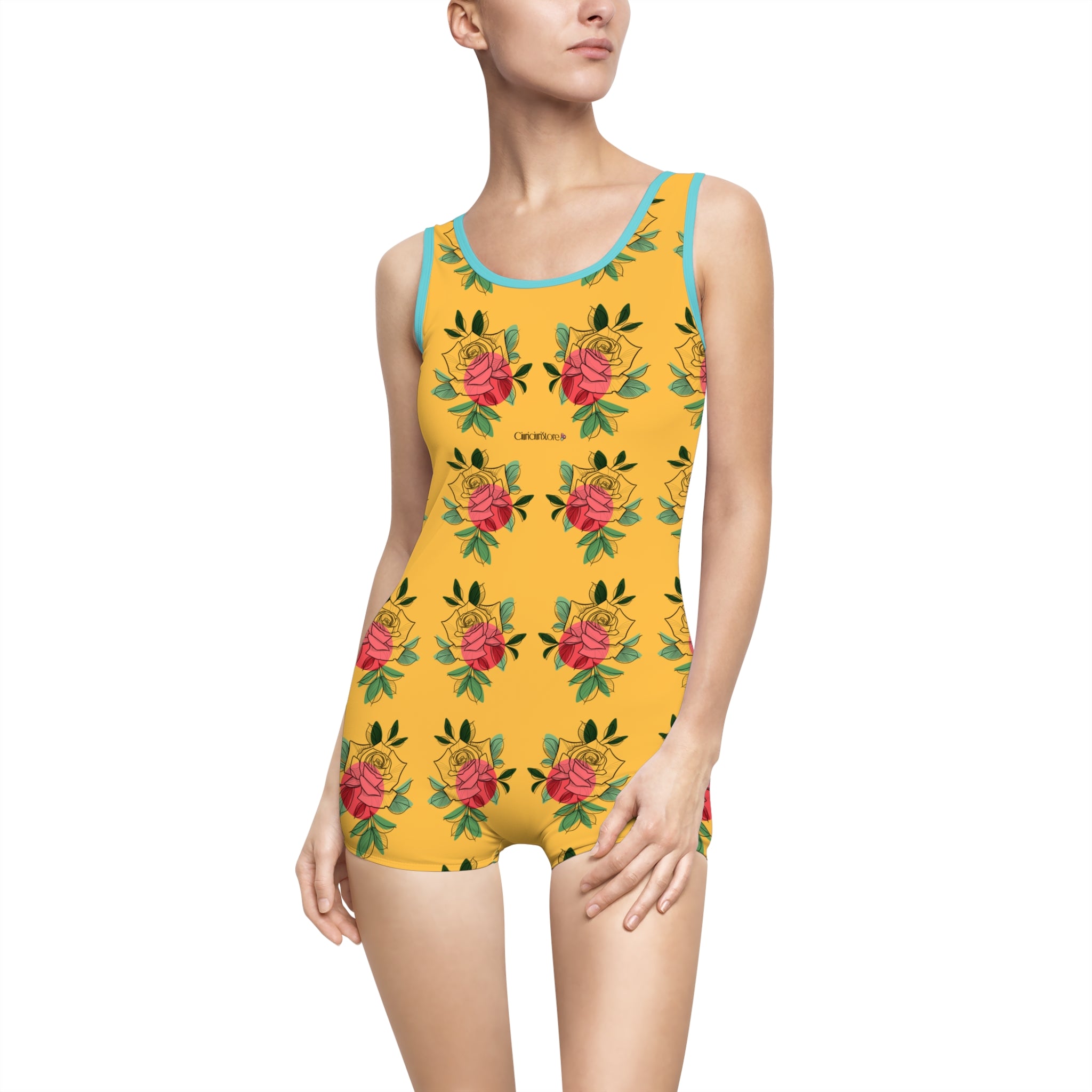 Costume da bagno intero da donna Retrò flowers