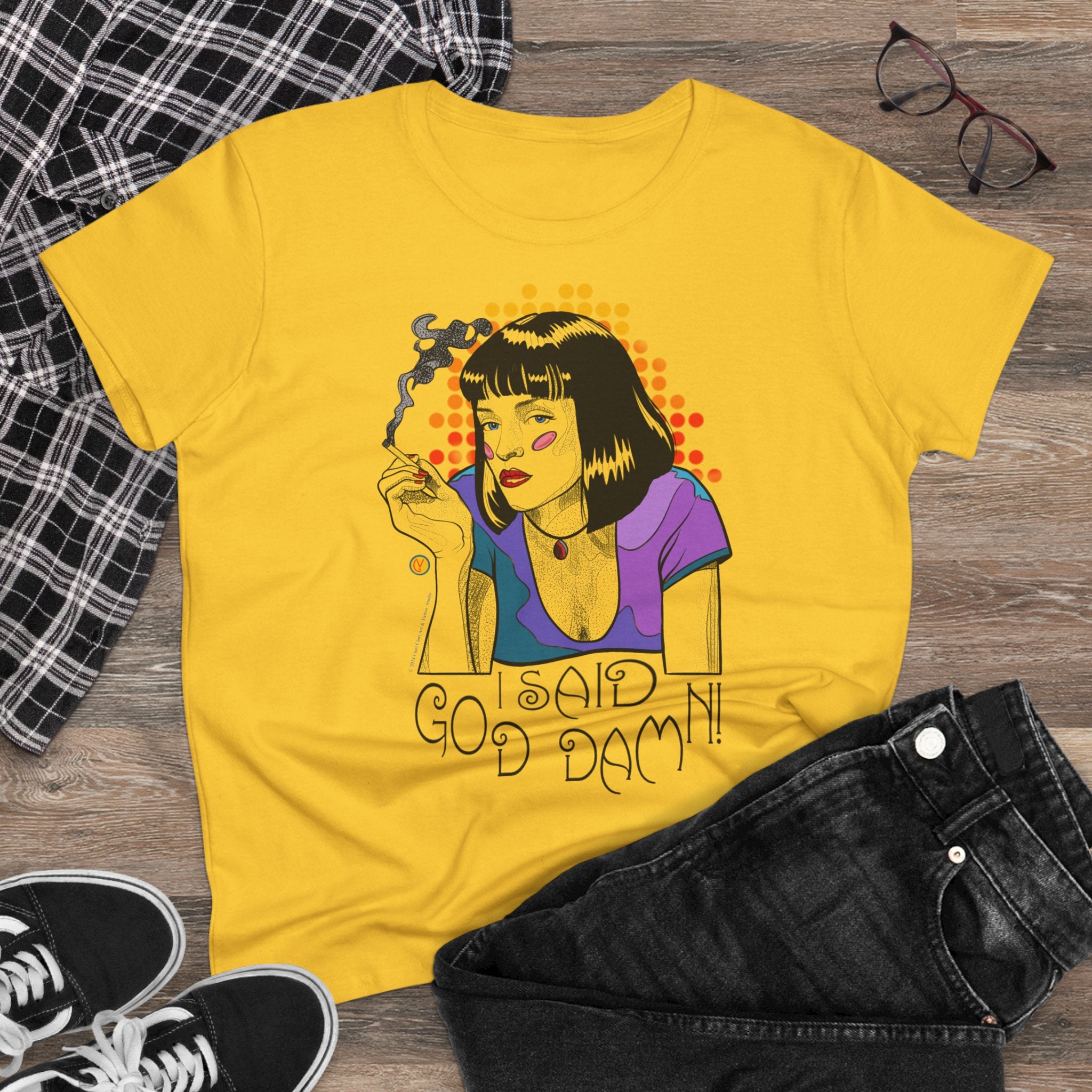 Women's Tee Pulp Fiction Uma Thurman Tarantino Movie Shirt